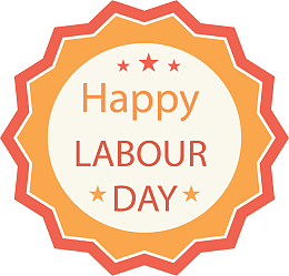 红色锯齿劳动节标签