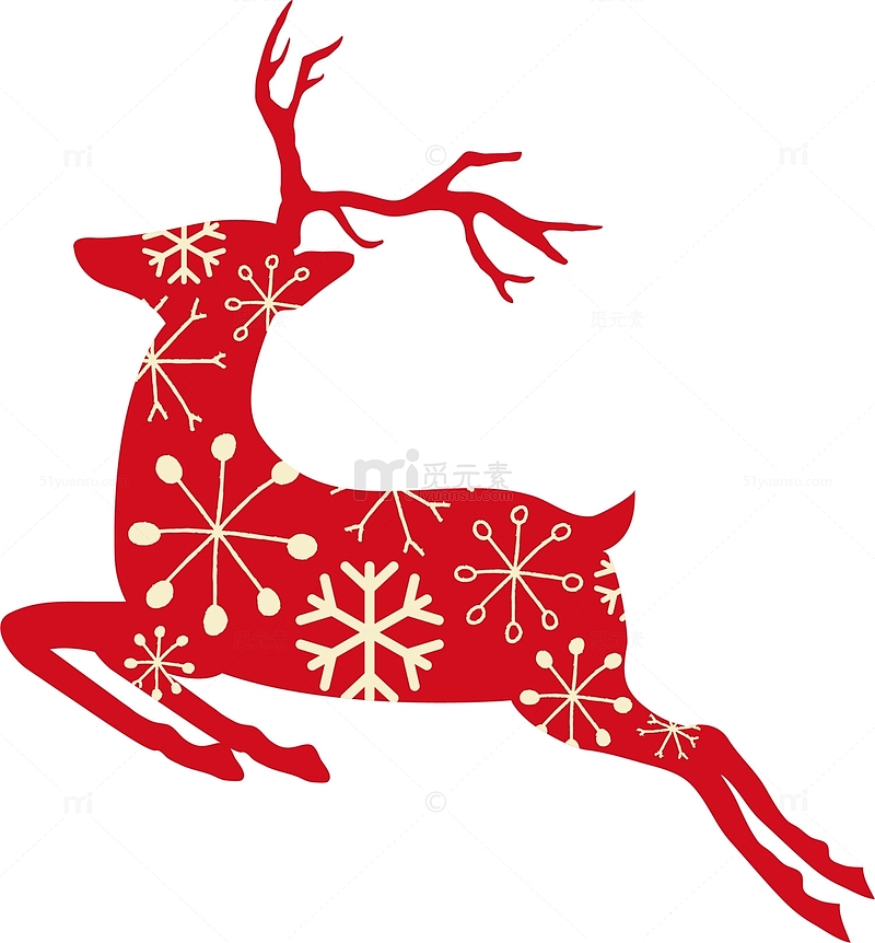 红色雪花圣诞麋鹿