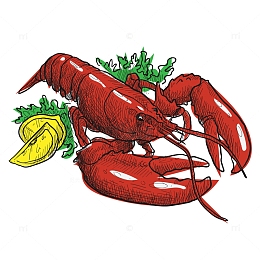 美味卡通红色小龙虾