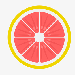 矢量手绘一片西柚水果