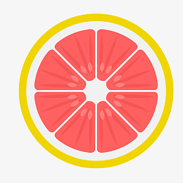 矢量手绘一片西柚水果