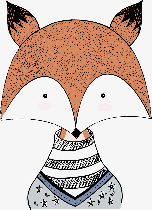 手绘狐狸矢量图
