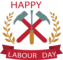 红色锤子劳动节标签