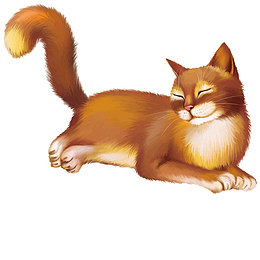 手绘高清棕色猫咪