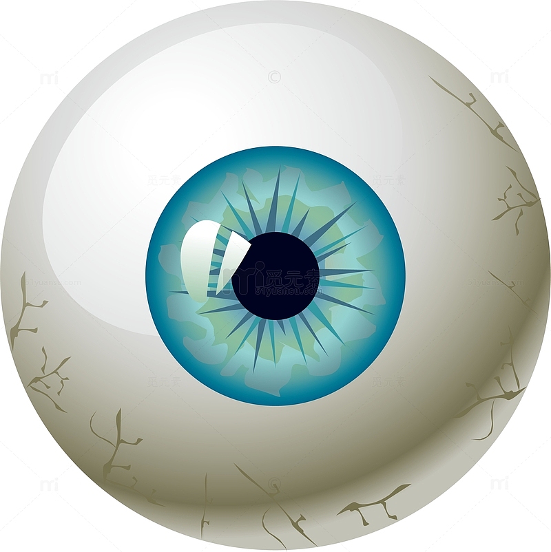卡通立体眼球蓝色眼仁设计元素