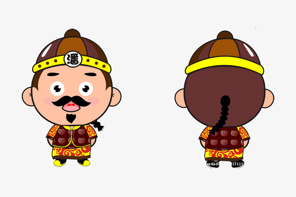 穿唐装扎辫子的潘掌柜