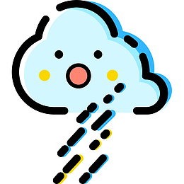 蓝色手绘圆弧暴雨天气元素