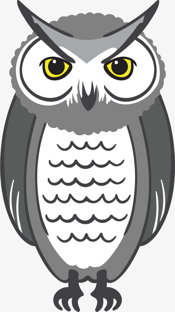 矢量图卡通深蓝色猫头鹰