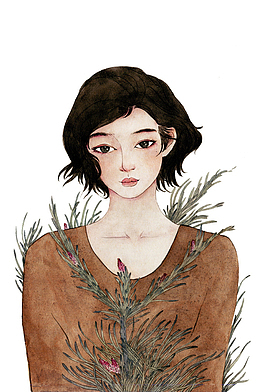 手绘漂亮的美少女