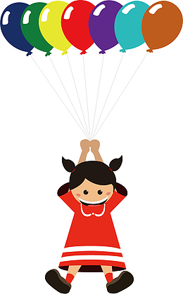 矢量图一个拿着气球的小孩子