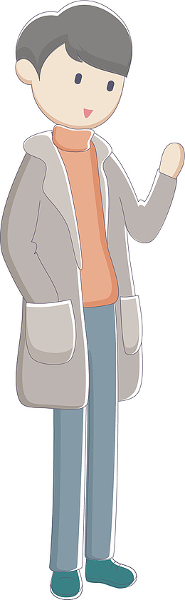 矢量图穿着灰色长款大衣的帅气男