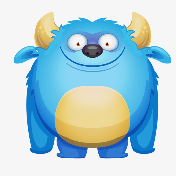 卡通蓝色的可爱怪物设计