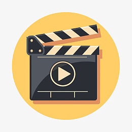 卡通橙色圆形场记牌图标