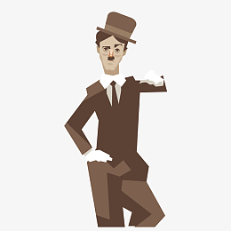 矢量卡通复古卓别林叉腰动作电影