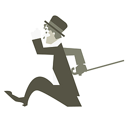 矢量卡通复古卓别林踢腿电影插图