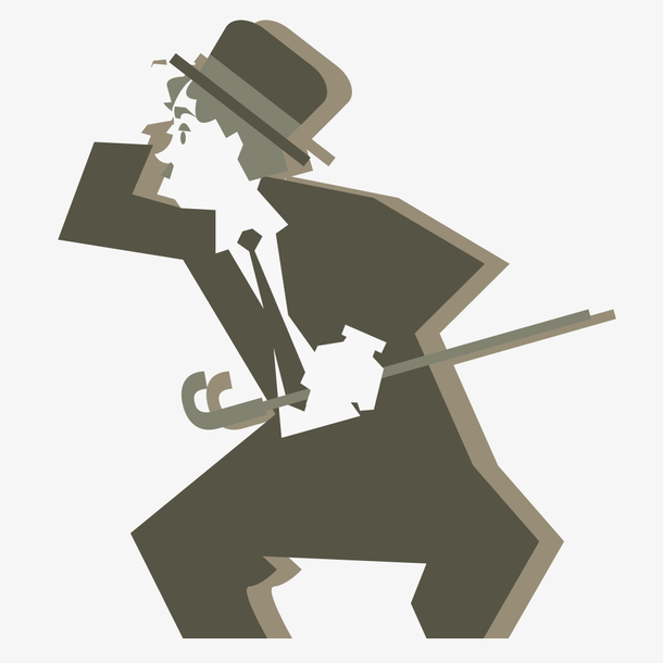 矢量卡通复古卓别林远望电影插图