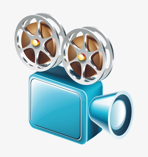 卡通蓝色摄像机和齿轮