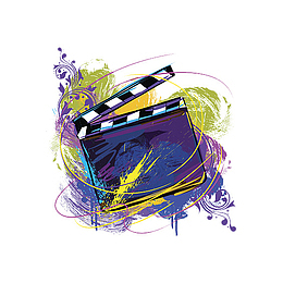 手绘水彩场记牌花纹