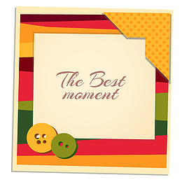 彩色条纹边框矢量卡通拍立得照片