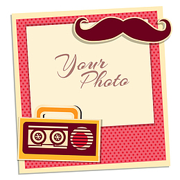 唯美矢量卡通拍立得照片宝丽来照