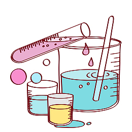 试管和烧杯手绘插画