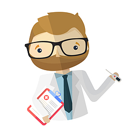 卡通戴眼镜有胡须的医学工作者