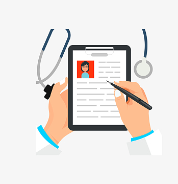 手绘卡通医务工作人员开电子处方