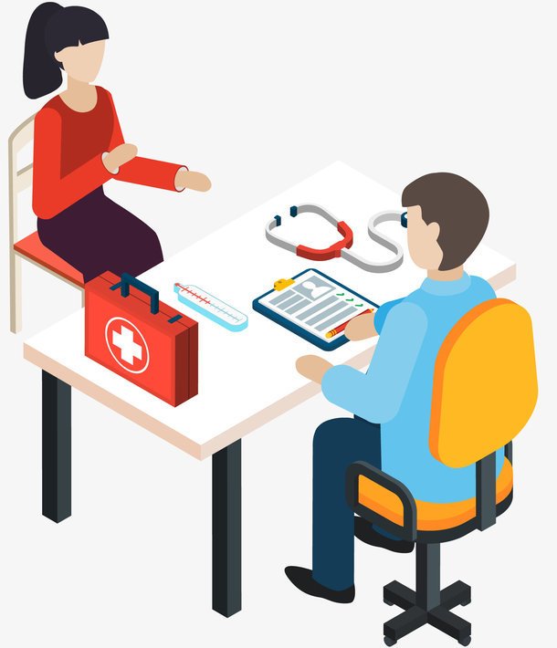 矢量医生就诊看病插画