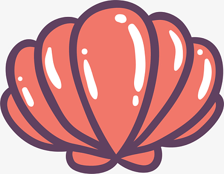 红色卡通闪耀贝壳