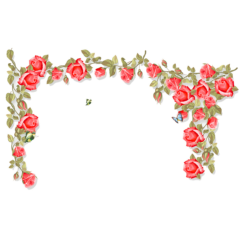 手绘玫瑰花边框免抠图免费下载