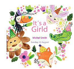 卡通小动物女婴派对