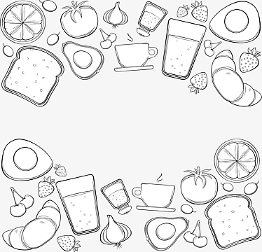 手绘风卡通美食边框