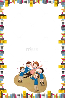 卡通师恩难忘教师节背景模板边框