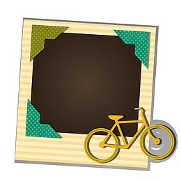 木色条纹边框矢量卡通拍立得照片