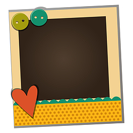 黄色边框扣子图案矢量卡通拍立得