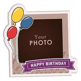 彩色气球相片框矢量卡通拍立得照