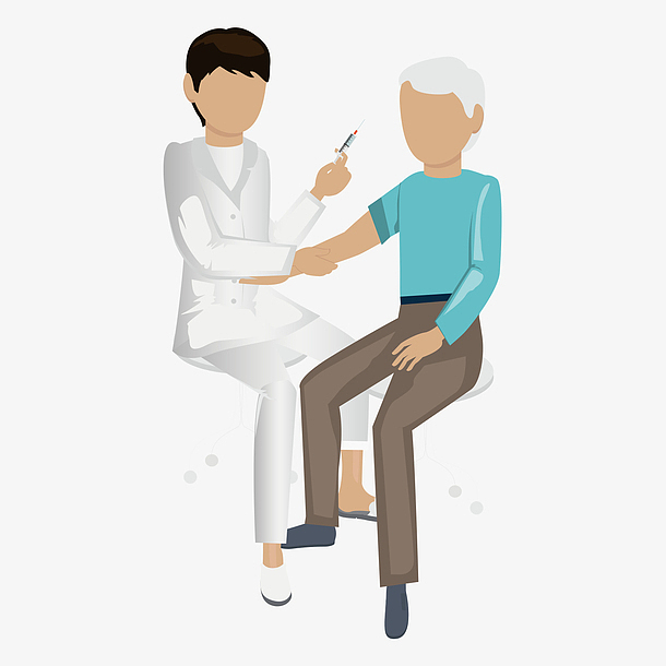 手绘医生护士为男病人打针矢量
