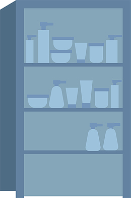 矢量卡通医疗美容药品柜插画