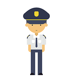 戴帽子卡通警察图案
