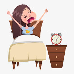 矢量手绘睡醒起床小女生