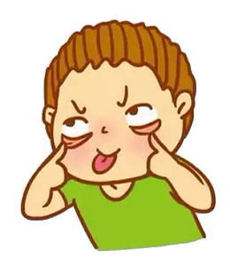 做鬼脸的小男孩