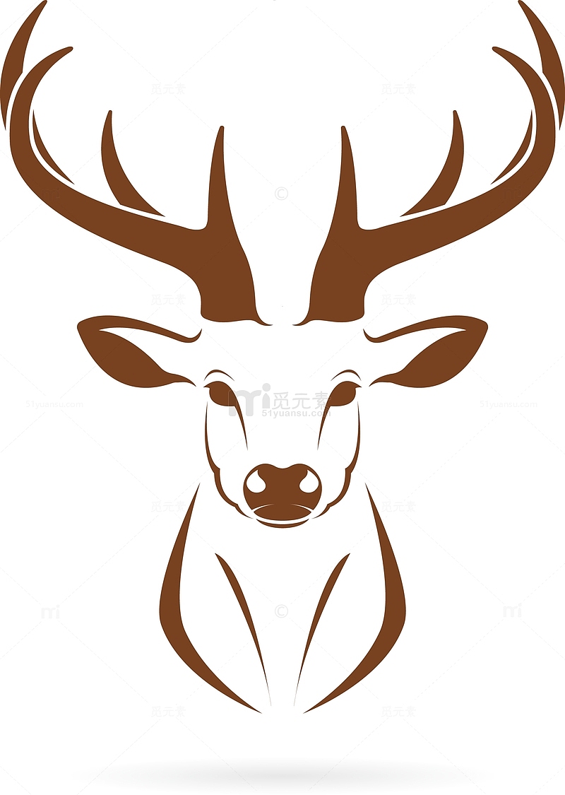 简约的褐色小鹿头像剪影矢量图