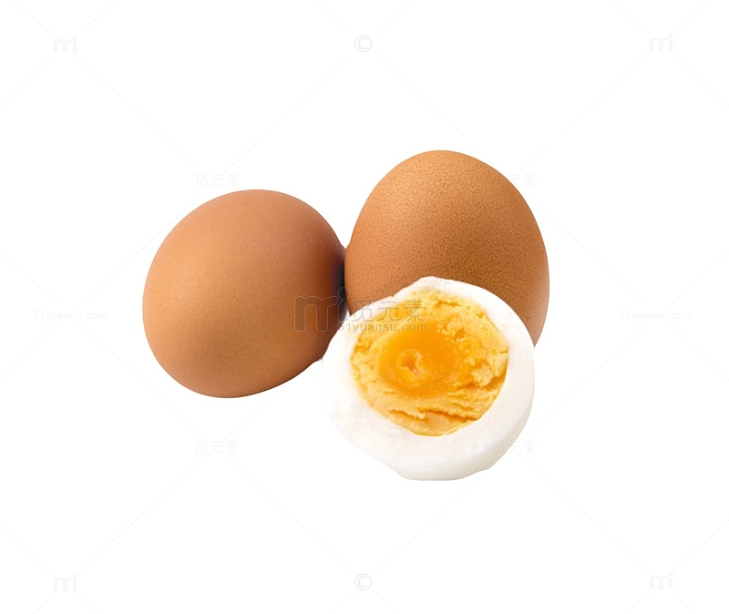 褐色鸡蛋初生蛋和煮熟的鸡蛋实物
