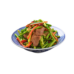 小碗菜美食蒜台炒肉