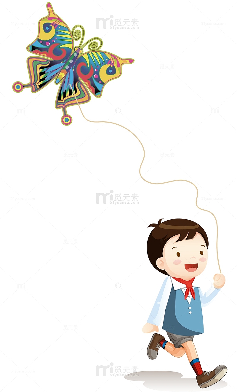 放风筝的小男孩素材