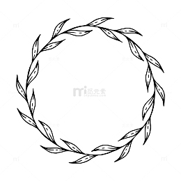 矢量手绘花瓣叶子花圈