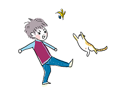 男孩踢毽子