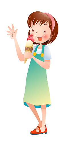 吃冰激凌的小女孩