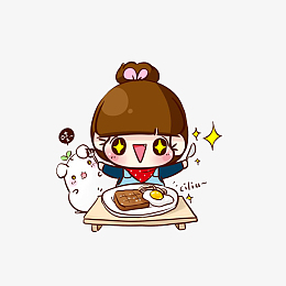 卡通吃货女孩素材