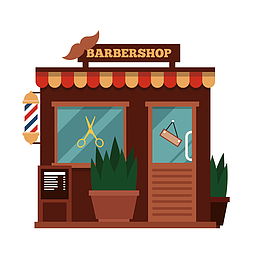 棕色卡通设计理发店